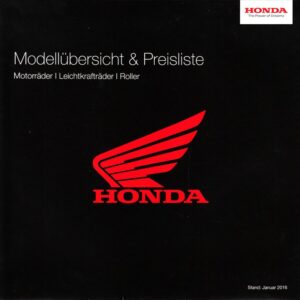 HONDA, Modellübersicht & Preisliste + Falt-Prospekt POSTER + aus 1/2016