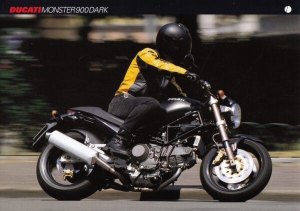 DUCATI Monster 900 Dark + Prospekt flyer + 1 Blatt / 2 Seiten + aus 1999