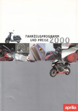 APRILIA, Fahrzeugprogramm und Preise 2000 + Prospekt brochure + 6 Seiten