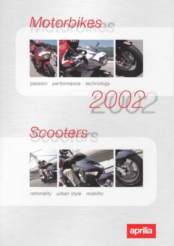 APRILIA, Roller- und Motorradprogramm 2002 + Prospekt brochure + 6 Seiten