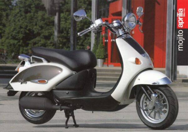 APRILIA mojito 50 / 125 Custom + Prospekt flyer + 1 Blatt / 2 Seiten + aus 1999 ?