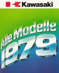 Titelseite: KAWASAKI, Motorradprogramm Modelle 1979 + Falt-Prospekt brochure + 8 Seiten