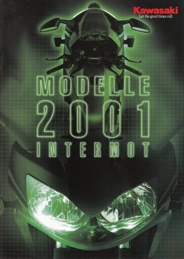 KAWASAKI, Motorradprogramm Modelle 2001 Intermot + Prospekt brochure + 28 Seiten