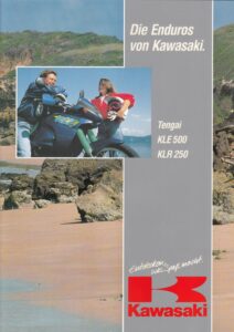 Titelseite: KAWASAKI Tengai / KLE 500 / KLR 250 + Prospekt brochure + 12 Seiten + aus 11/1991