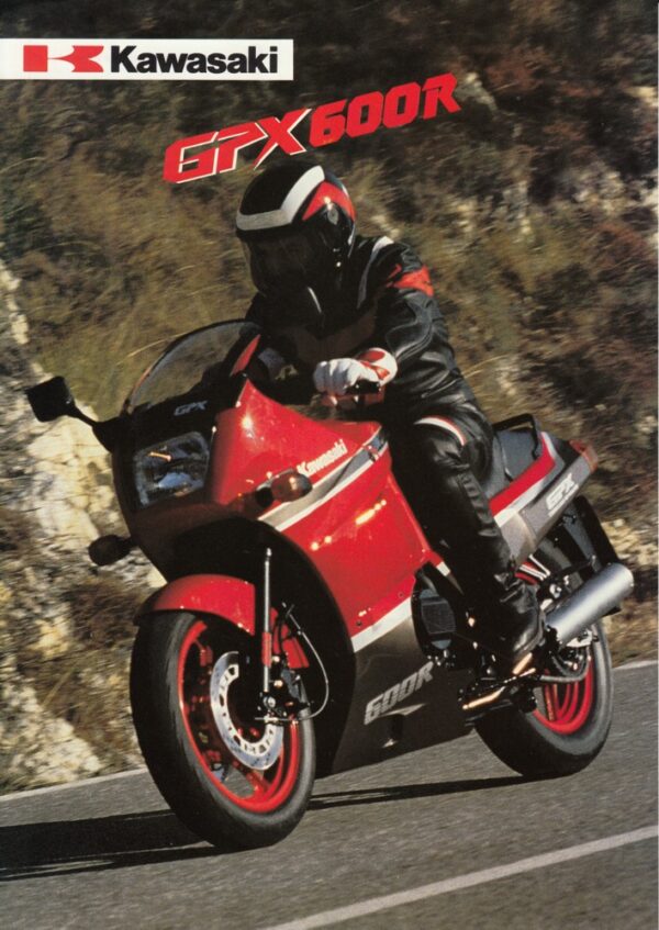 KAWASAKI GPX 600 R + Prospekt flyer + 1 Blatt / 2 Seiten + aus 1987 ?