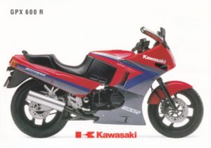 KAWASAKI GPX 600 R + Prospekt flyer + 1 Blatt / 2 Seiten + aus 1993