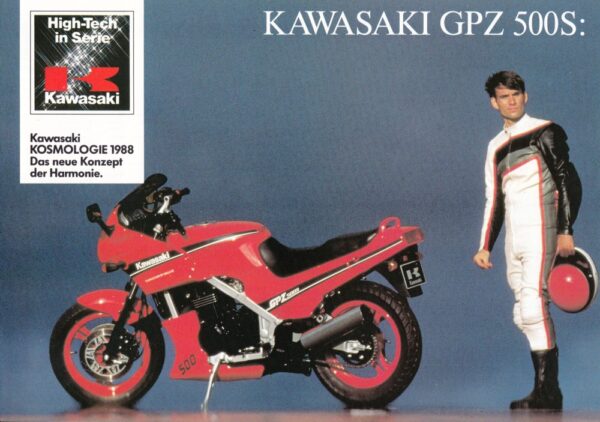 KAWASAKI GPZ 500 S + Prospekt flyer+ 1 Blatt / 2 Seiten + aus 1988 ?