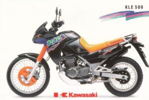 KAWASAKI KLE 500 + Prospekt flyer + 1 Blatt / 2 Seiten + aus 9/1992