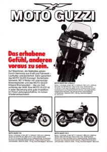 Titelseite: MOTO GUZZI 850 Le Mans II und andere + Prospekt flyer + 1 Blatt / 2 Seiten