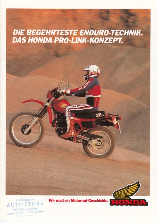 HONDA, Motorrad-Programm 1983 mit Pro Link + Prospekt brochure + 8 Seiten