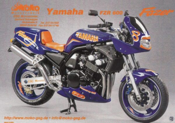 YAMAHA FZR 600 Fazer + von GSG Mototechnik + Prospekt + 4 Seiten + aus 2001