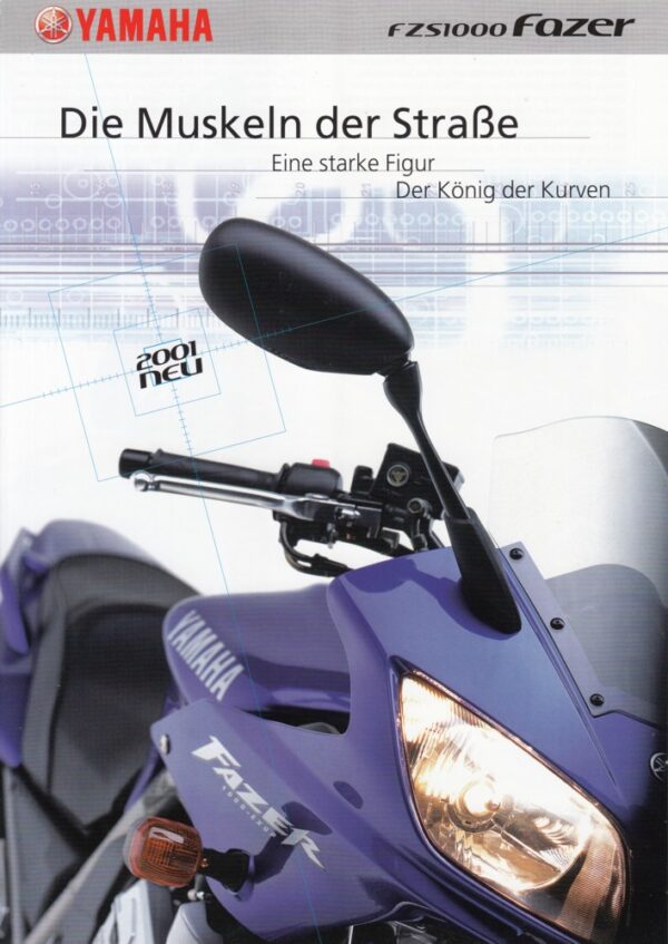 YAMAHA FZS 1000 Fazer + Prospekt brochure + 4 Seiten + aus 2001