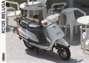 YAMAHA XC 125 Beluga + Prospekt brochure + 4 Seiten + aus 9/1989