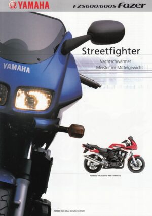 YAMAHA FZS 600 / 600 S Fazer + Prospekt flyer + 1 Blatt 2 Seiten + aus 2001