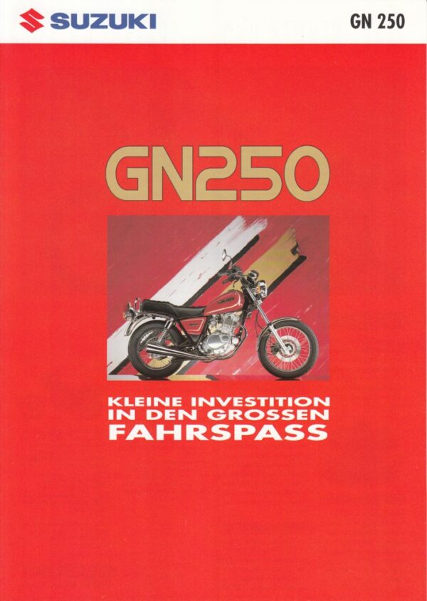 SUZUKI GN 250 + Prospekt flyer + 1 Blatt / 2 Seiten + aus 12/1992