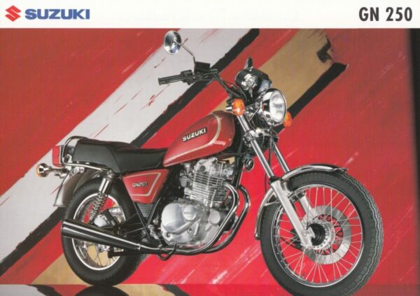 SUZUKI GN 250 + Prospekt flyer + 1 Blatt / 2 Seiten