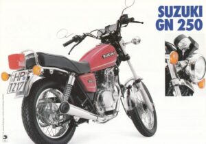 SUZUKI GN 250 + Prospekt flyer + 1 Blatt / 2 Seiten