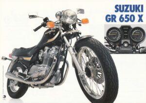 SUZUKI GR 650 X + Prospekt flyer Werbung + 1 Blatt / 2 Seiten + aus 1983