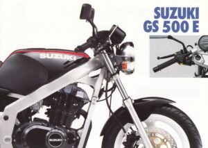 Titelseite: SUZUKI GS 500 E + Prospekt brochure + 4 Seiten