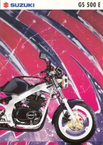 Titelseite: SUZUKI GS 500 E + Prospekt brochure + 4 Seiten