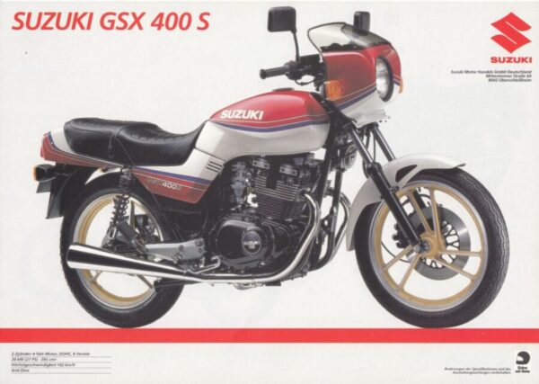 SUZUKI GSX 400 S + Prospekt flyer + 1 Blatt / 2 Seiten + aus 1980 ?