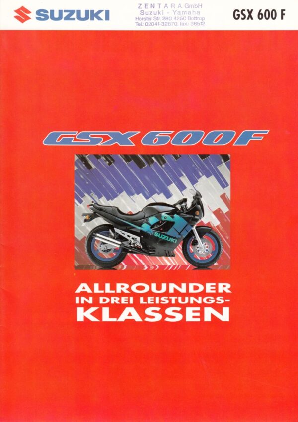 SUZUKI GSX 600 F + Prospekt brochure + 4 Seiten + aus 11/1992