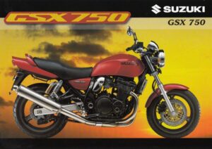 Titelseite: SUZUKI GSX 750 + Prospekt flyer + 1 Blatt / 2 Seiten + aus 10/1997