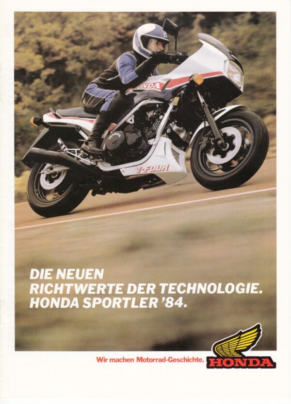 HONDA, Motorrad-Programm 1984 Sportler + Prospekt brochure + 12 Seiten
