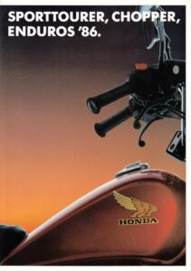 Titelseite: HONDA, Motorrad-Programm 1986 Sporttourer Chopper + Prospekt + 16 Seiten