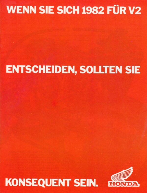 HONDA, Motorrad-Programm 1982 mit V2-Motoren + Prospekt brochure + 8 Seiten