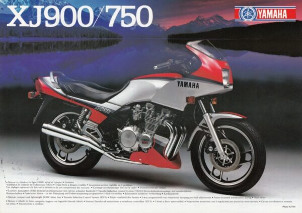 YAMAHA XJ 900 / 750 + Prospekt flyer + 1 Blatt / 2 Seiten + aus 1984
