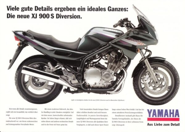 YAMAHA XJ 900 S Diversion + Prospekt flyer + 1 Blatt / 2 Seiten + aus 8/1994