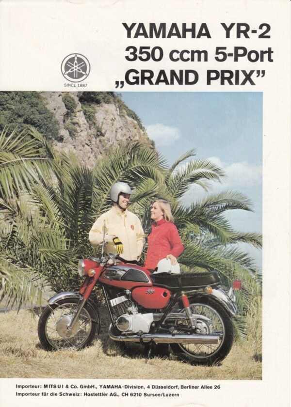 YAMAHA YR-2 Grand Prix 350 ccm + Prospekt flyer + 1 Blatt 2 Seiten + 1960er