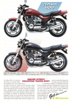 KAWASAKI Zephyr 1100 + Prospekt flyer + 1 Blatt, einseitig bedruckt