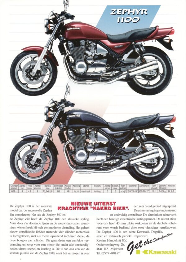 KAWASAKI Zephyr 1100 + Prospekt flyer + 1 Blatt, einseitig bedruckt