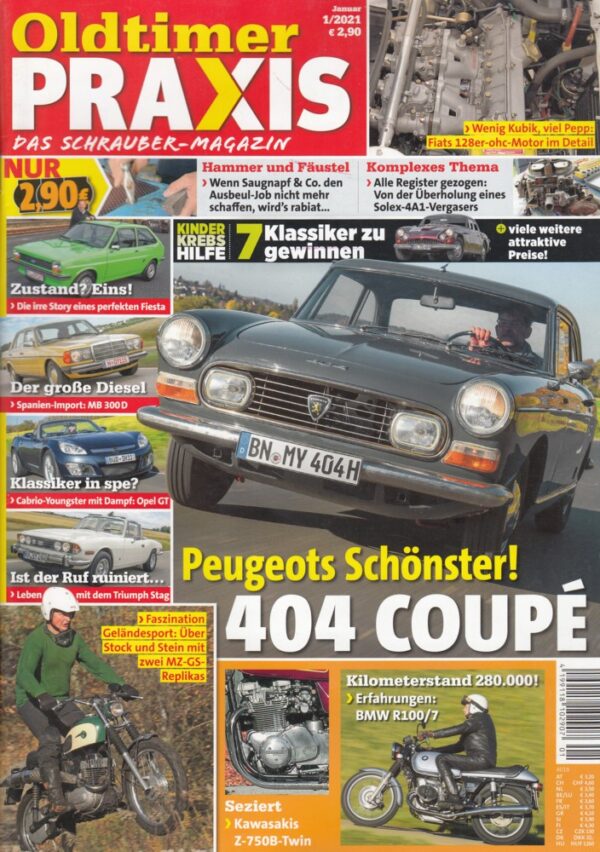 01 Oldtimer Praxis 01/2021 – Peugeot 404 Coupé; BMW R 100/7; MZ-GS; Kawasaki Z 750