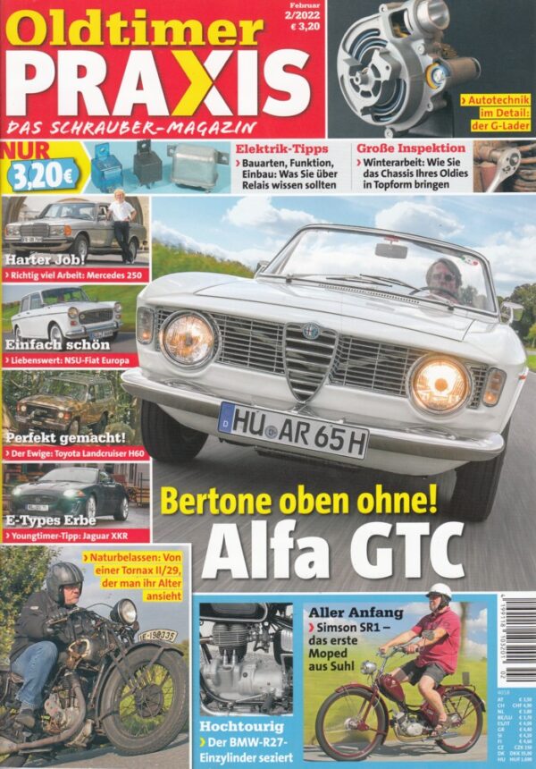 02 Oldtimer Praxis 02/2022 – Alfa Romeo Giulia GTC; Simson SR1; BMW R27; Tornax II/29