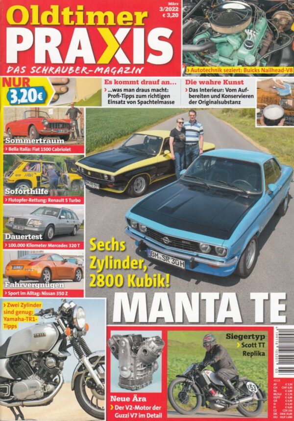 Oldtimer Praxis 03/2022 – Opel Manta SR / TE; Scott TT; Yamaha TR1; Moto Guzzi V7