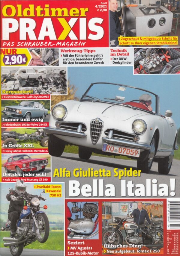 Oldtimer Praxis 04/2021 – Alfa Giulietta Spider; Kawasaki 750 H2; Tornax E 250