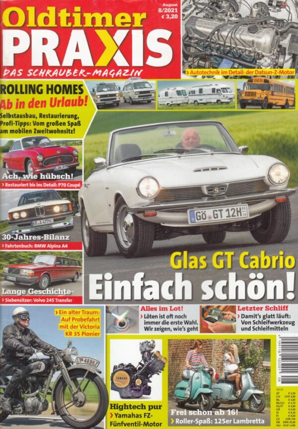Oldtimer Praxis 08/2021 – Glas 1300 GT Cabrio; Victoria KR 35; Lambretta DL/GP 125
