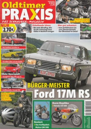 Oldtimer Praxis 09/2018 – Ford 17M RS Limousine; Honda CB 500 Four; BMW R 62 Gespann