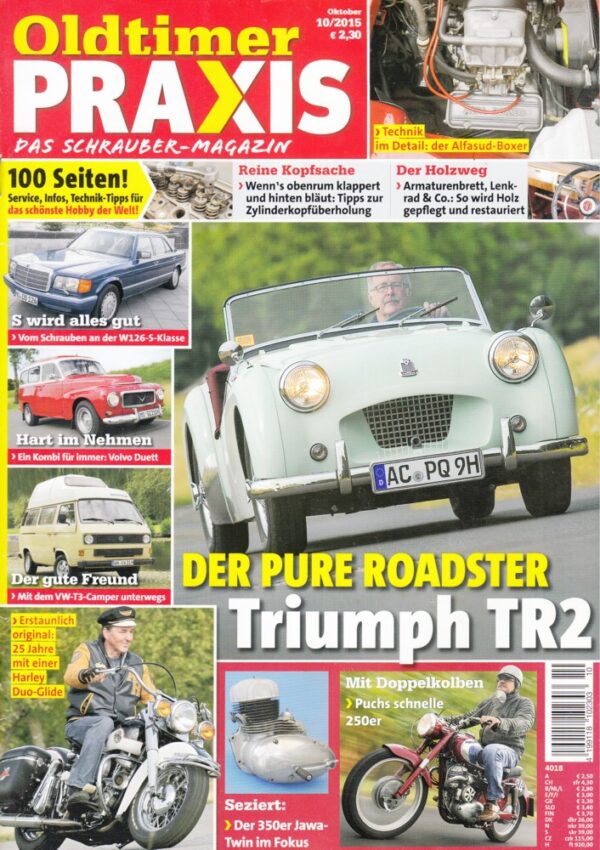 Oldtimer Praxis 10/2015 – Triumph TR2; Harley Duo-Glide; Puch 250 SGS; Jawa 350