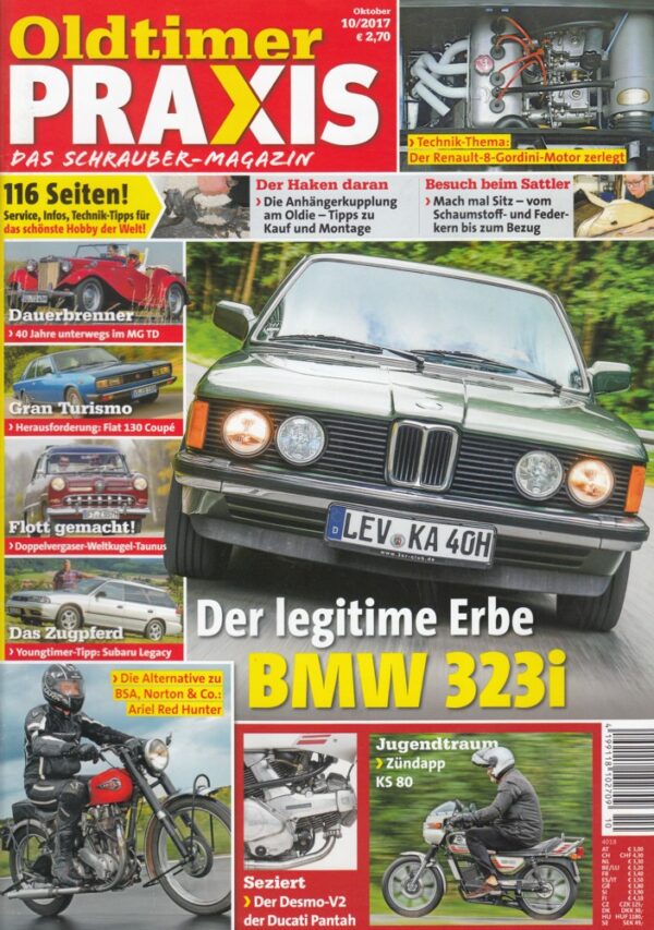 Oldtimer Praxis 10/2017 – BMW 323i (E21); Zündapp KS 80; Ariel Red Hunter