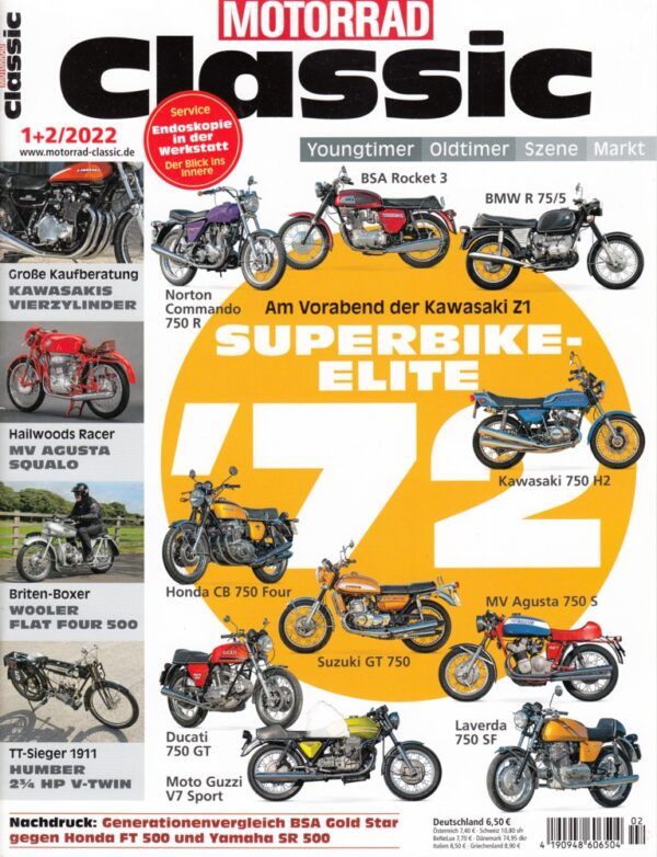 01_02 Motorrad Classic 1-2/2022 – Kawasaki Z1; Honda CB 750 Four, BMW R 75/5