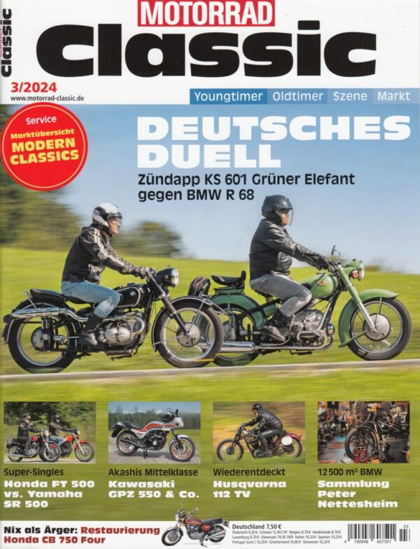 Motorrad Classic 3/2024 – Zündapp KS 601 Grüner Elefant, BMW R 68