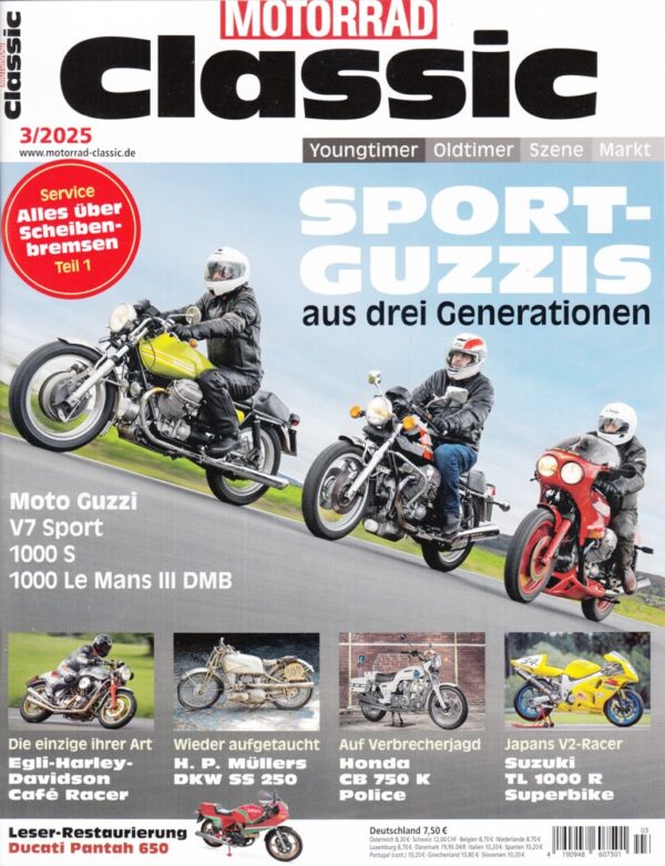 Motorrad Classic 3/2025 – Moto Guzzi V7 Sport / 1000 S / 1000 Le Mans III DMB