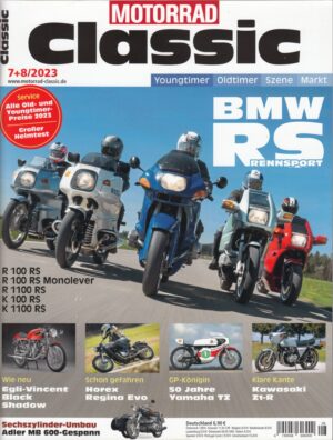 Motorrad Classic 7+8/2023 – BMW RS Baureihe, Egli-Vincent Black Shadow, Yamaha TZ