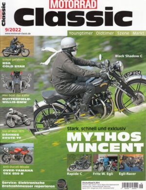 Motorrad Classic 9/2022 – Vincent Black Shadow C; Egli-Vincent