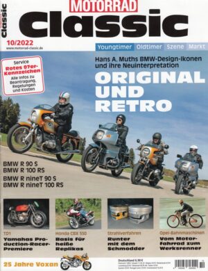 Motorrad Classic 10/2022 – BMW R 90 / R 100 RS / R nineT; Opel Bahnmaschinen