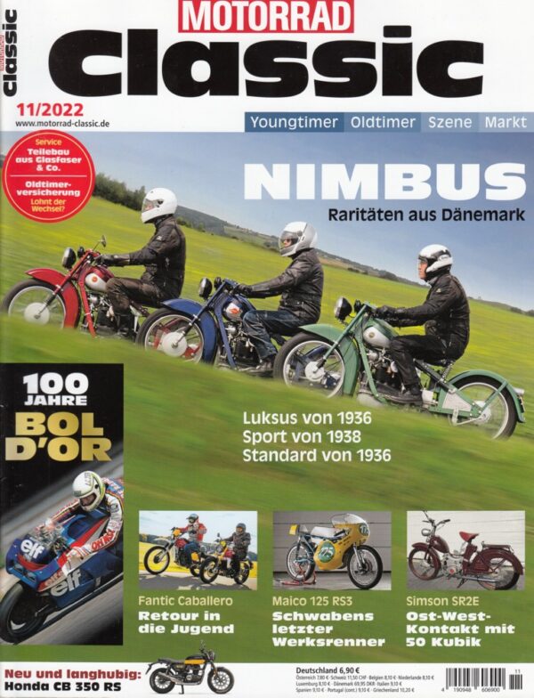 Motorrad Classic 11/2022 – Nimbus Motorräder; Fantic Caballero, Honda CB 350 RS